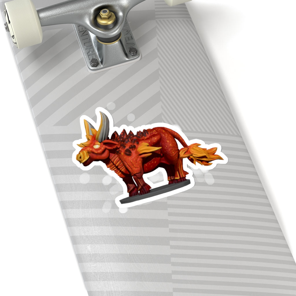 Fire Bull Kiss-Cut Stickers showcasing various custom shapes in white and transparent materials.