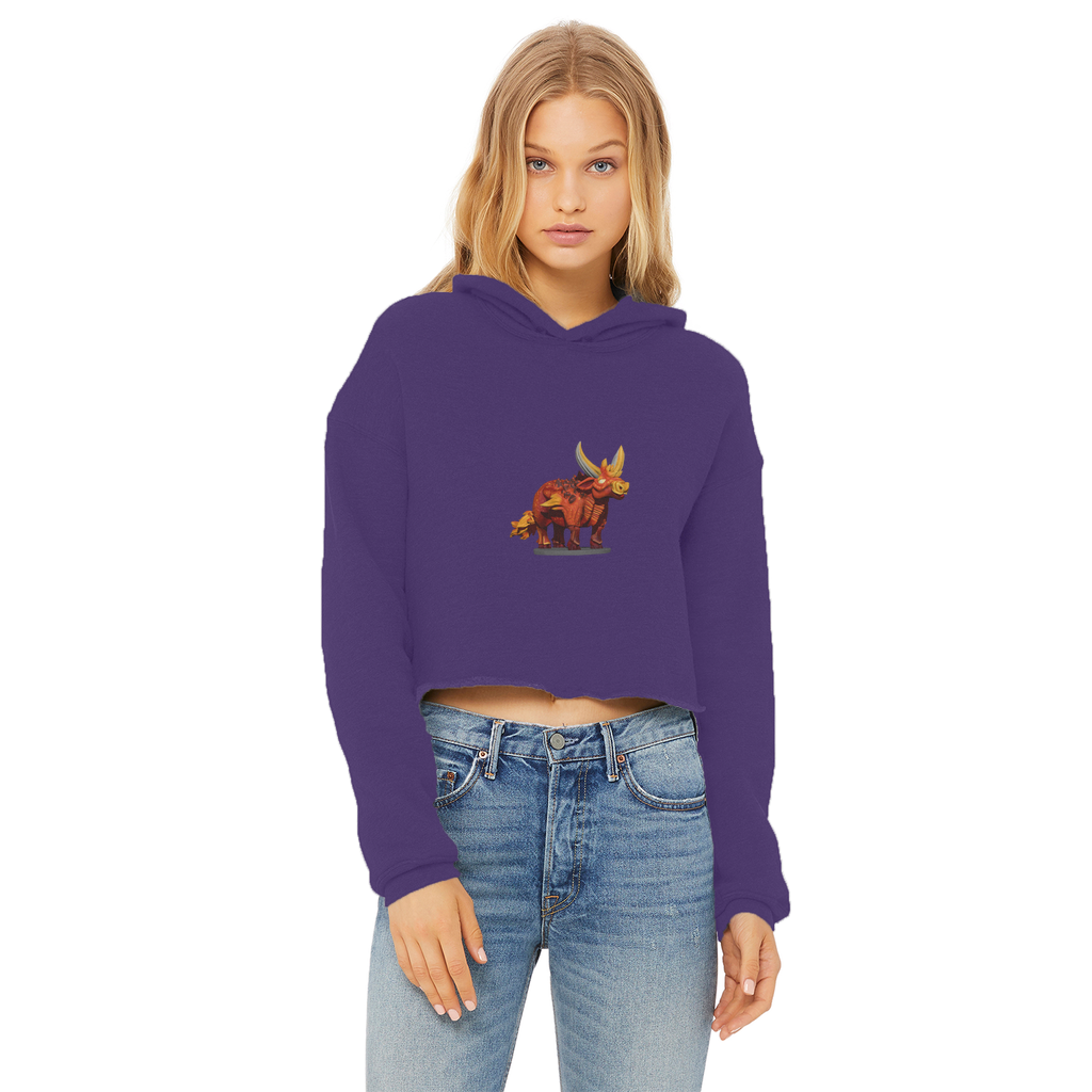 Fire Bull Ladies Cropped Raw Edge Hoodie in various colors, showcasing its stylish cropped design and soft fabric.