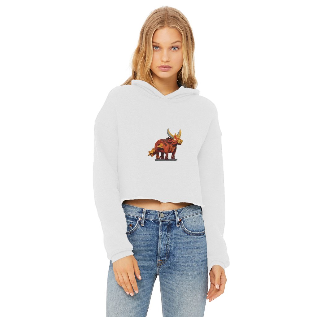 Fire Bull Ladies Cropped Raw Edge Hoodie in various colors, showcasing its stylish cropped design and soft fabric.