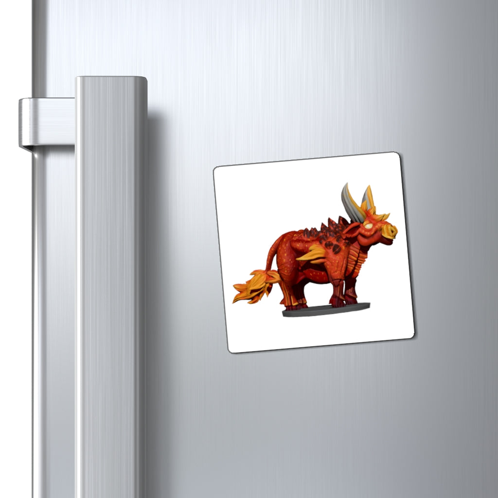 Fire Bull Magnets displayed on a metallic surface, showcasing their strong hold and sleek black backing.