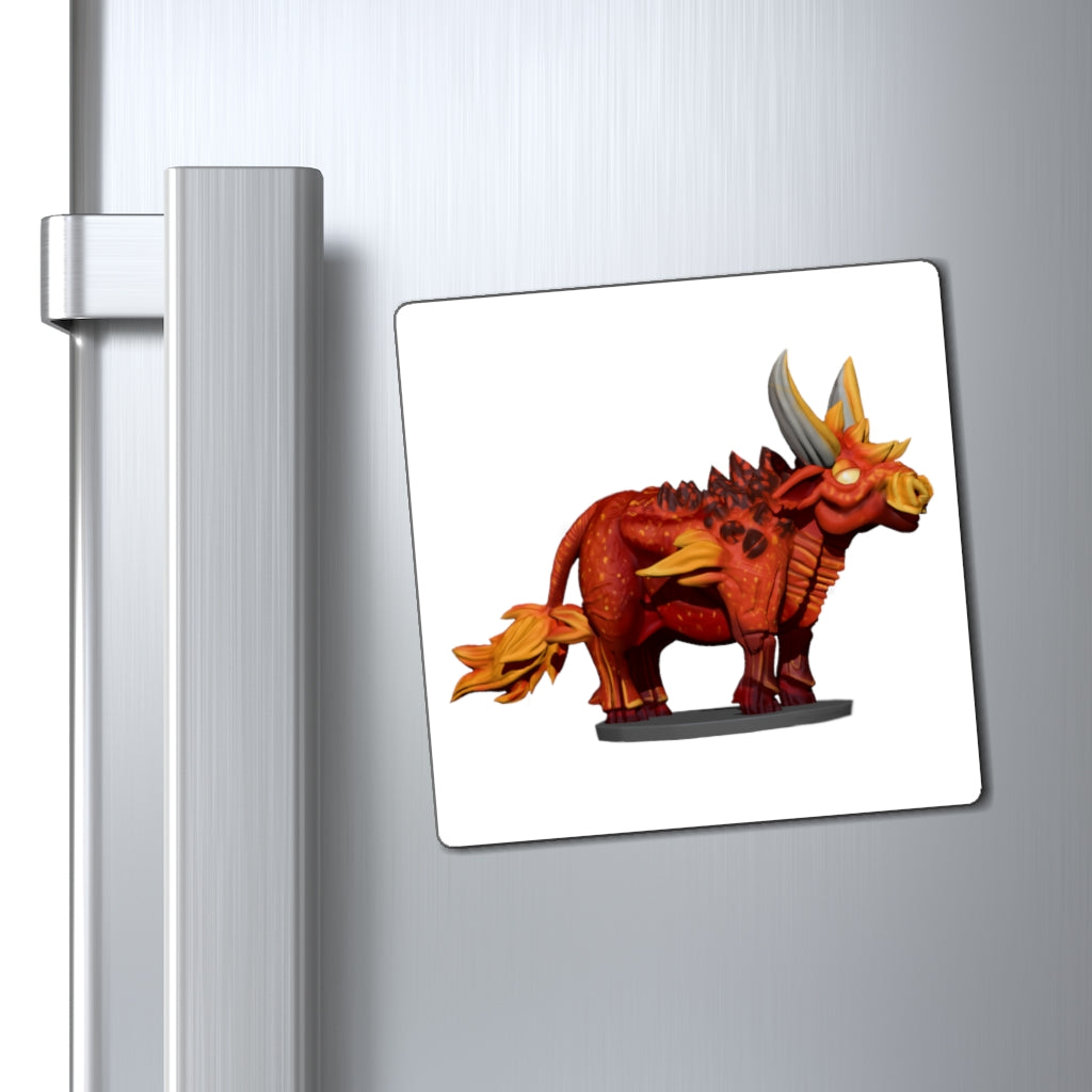 Fire Bull Magnets displayed on a metallic surface, showcasing their strong hold and sleek black backing.