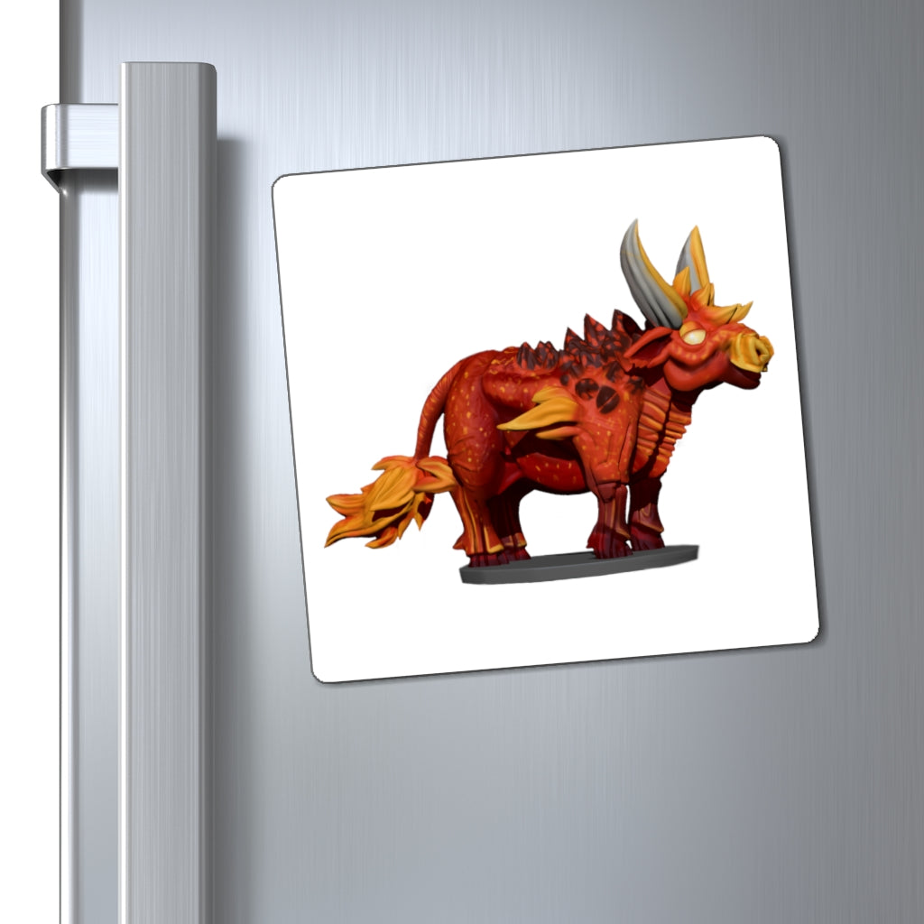 Fire Bull Magnets displayed on a metallic surface, showcasing their strong hold and sleek black backing.