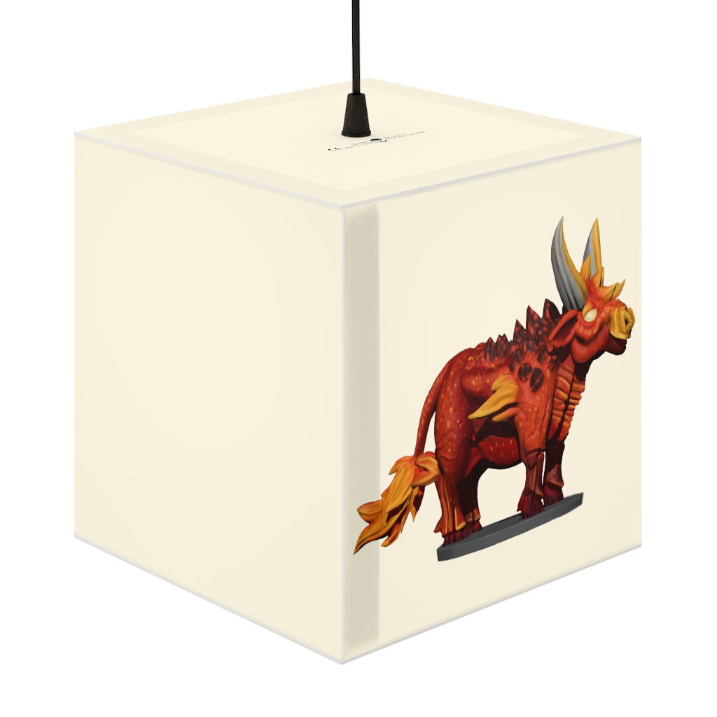 A stylish Fire Bull Personalized Lamp in a cube shape, showcasing its unique design and soft glow, perfect for home or shop decor.