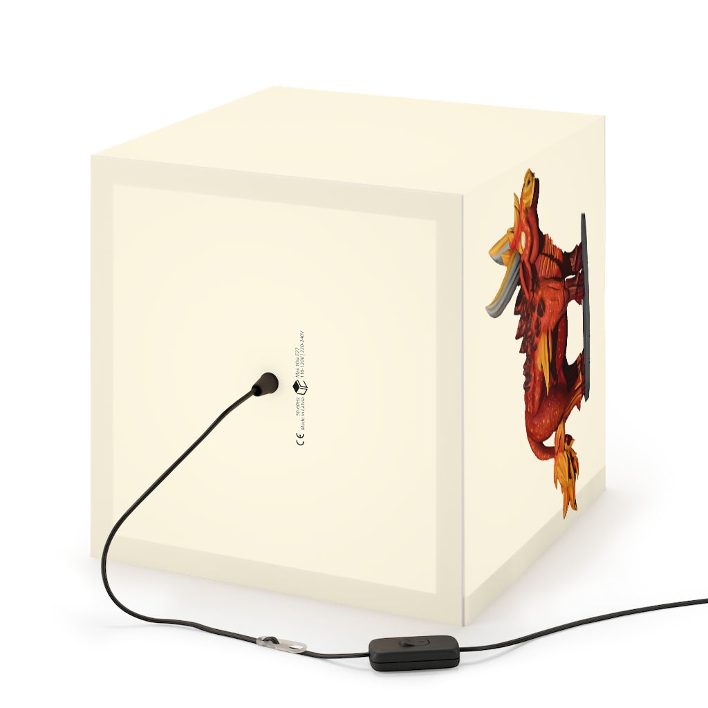 A stylish Fire Bull Personalized Lamp in a cube shape, showcasing its unique design and soft glow, perfect for home or shop decor.