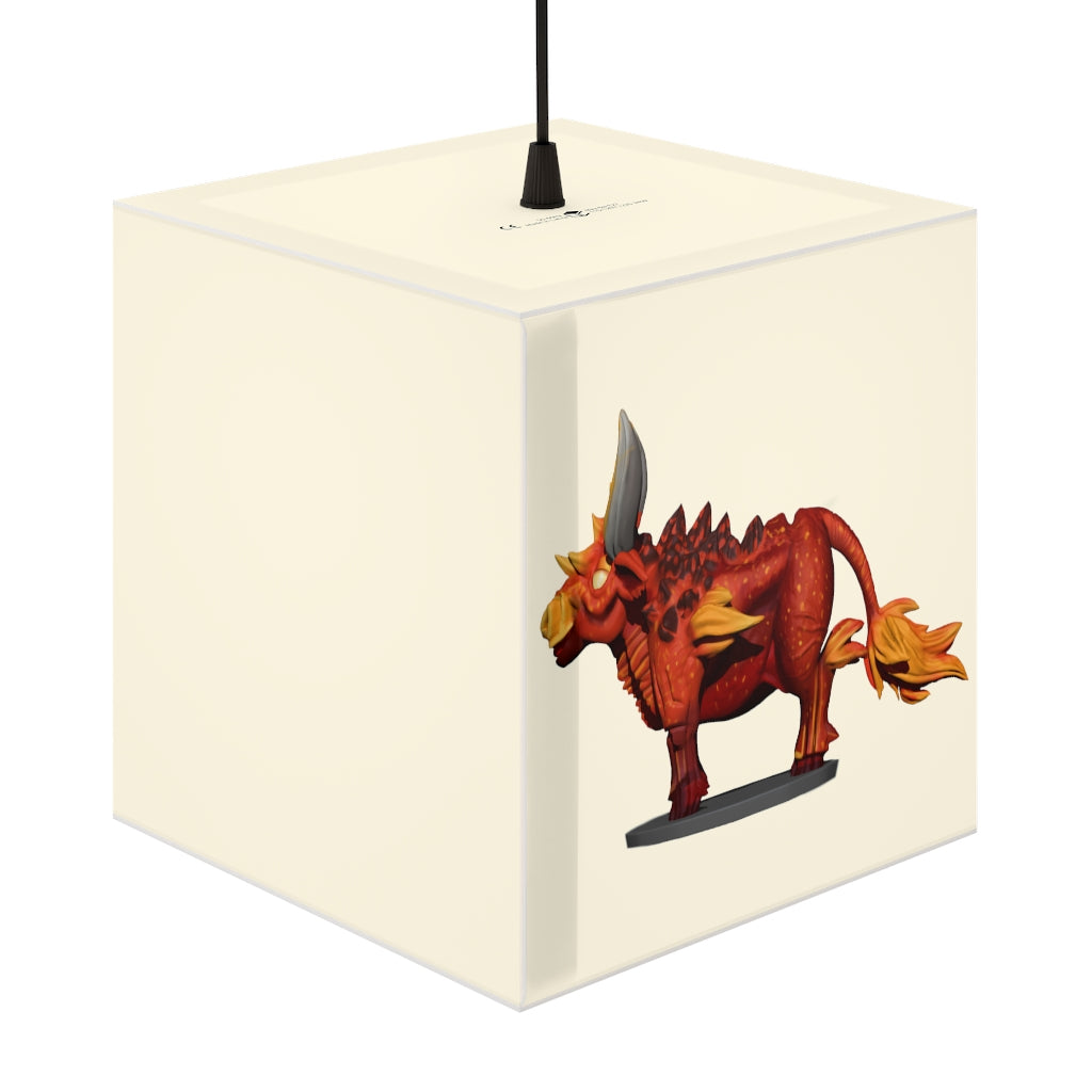 Fire Bull Personalized Lamp showcasing a unique cube design, perfect for indoor decoration.