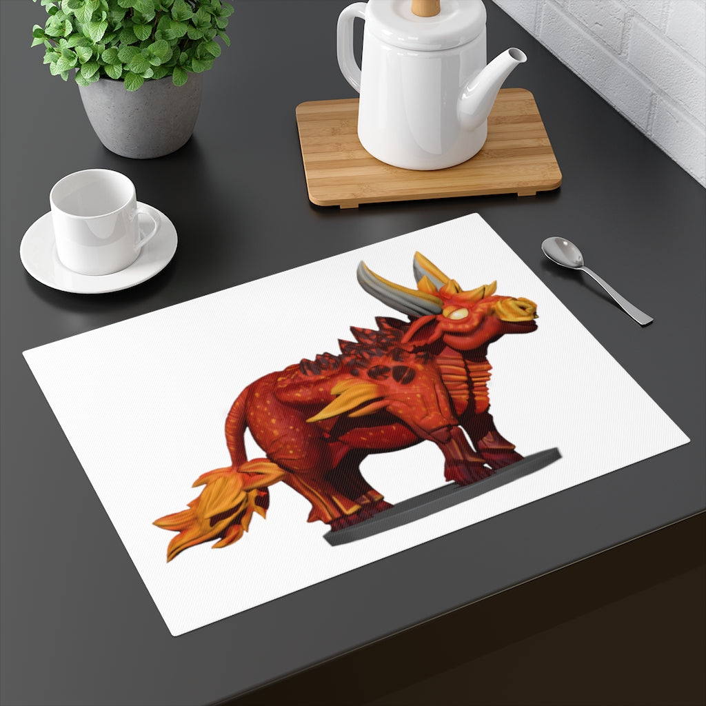 Fire Bull Placemat featuring a unique double-sided design, made from durable cotton, ideal for enhancing dining experiences.