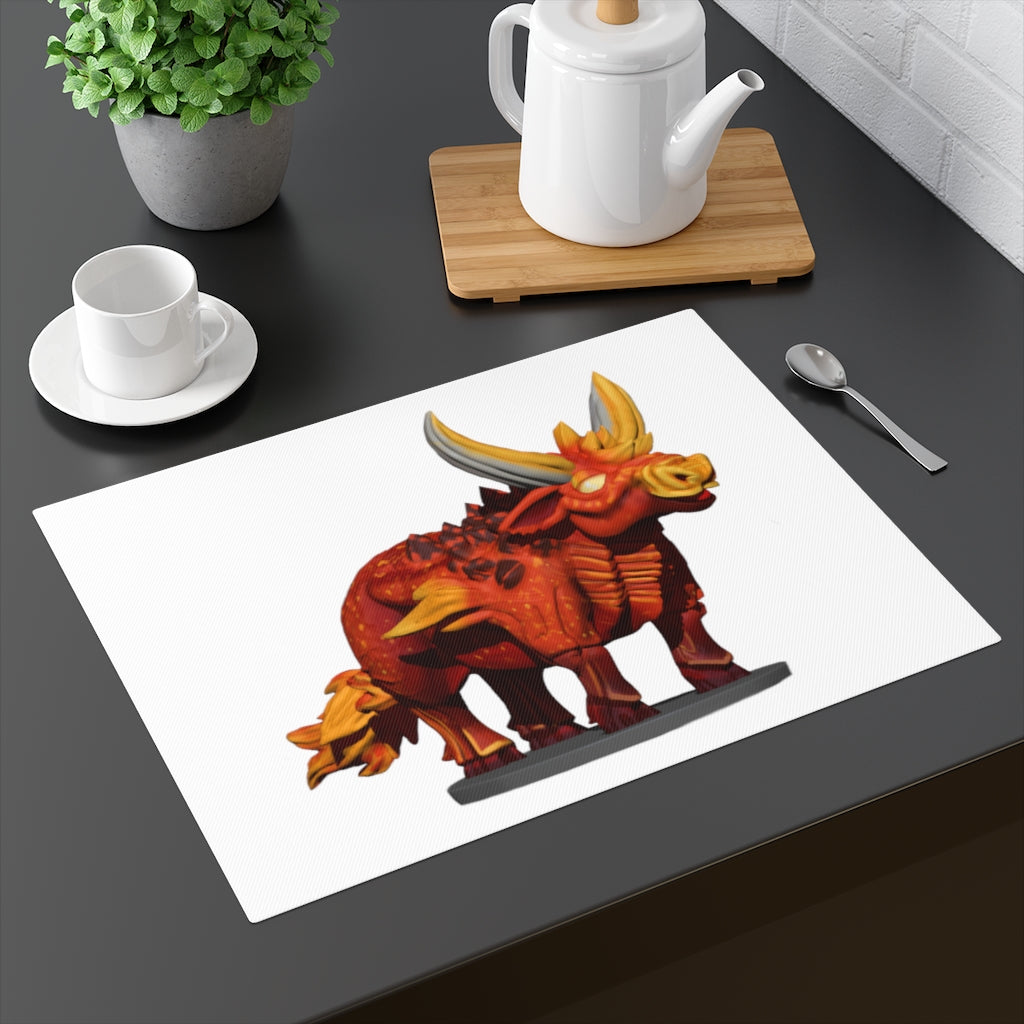 Fire Bull Placemat featuring a vibrant design on durable cotton fabric, perfect for enhancing dining experiences.