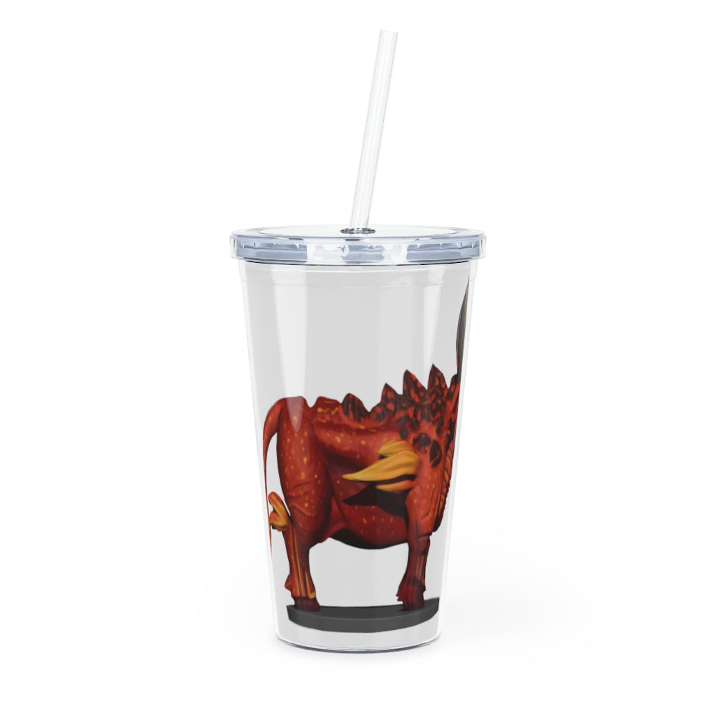 Fire Bull Plastic Tumbler with Straw, featuring a customizable design and double wall insulation, perfect for parties and gatherings.