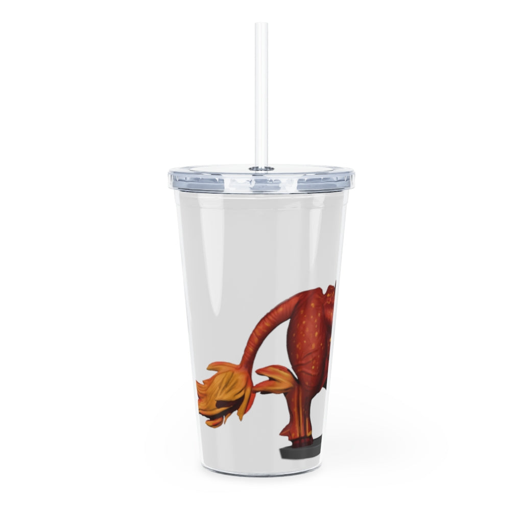 Fire Bull Plastic Tumbler with Straw, featuring a customizable design and double wall insulation, perfect for parties and gatherings.