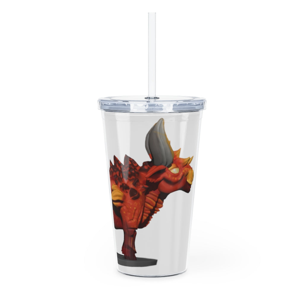 Fire Bull Plastic Tumbler with Straw, featuring a customizable design and double wall insulation, perfect for parties and gatherings.