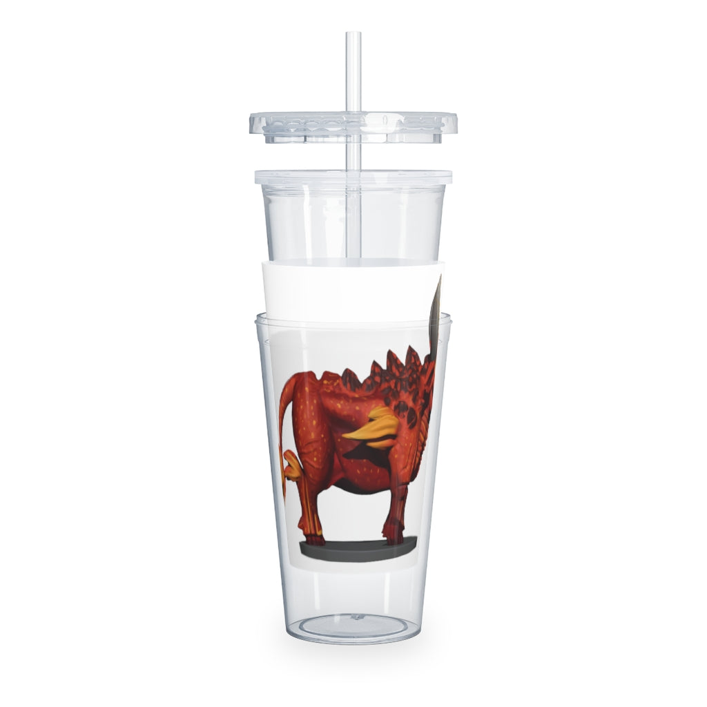 Fire Bull Plastic Tumbler with Straw, featuring a customizable design and double wall insulation, perfect for parties and gatherings.