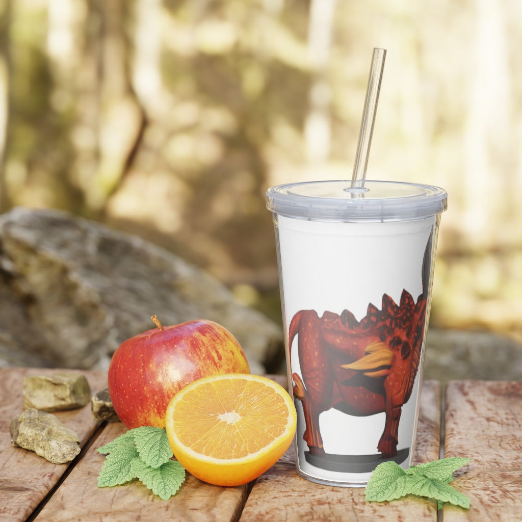 Fire Bull Plastic Tumbler with Straw, featuring a customizable design and double wall insulation, perfect for parties and gatherings.