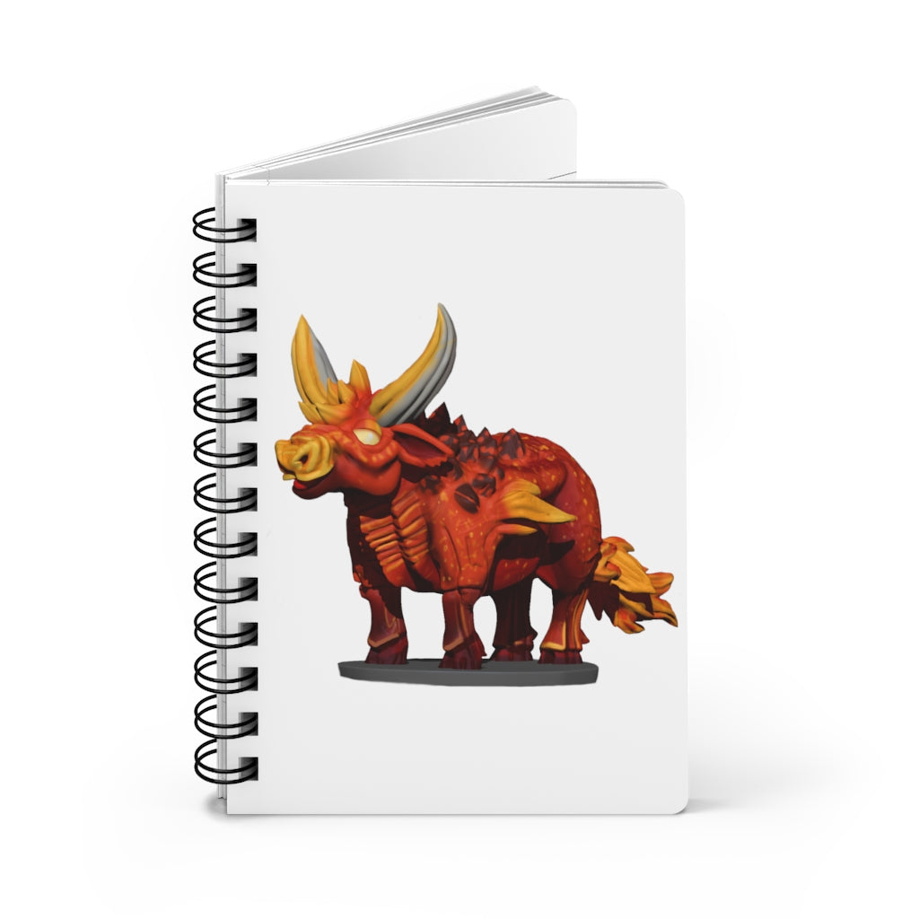 Fire Bull Spiral Bound Journal with glossy cover and lined pages, perfect for writing and personalization.