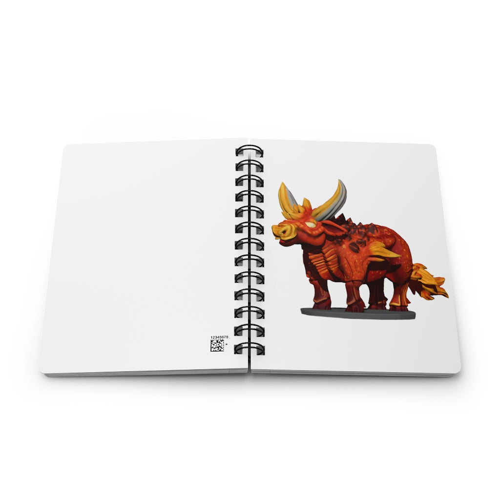 Fire Bull Spiral Bound Journal with glossy cover and lined pages, perfect for writing and personalization.