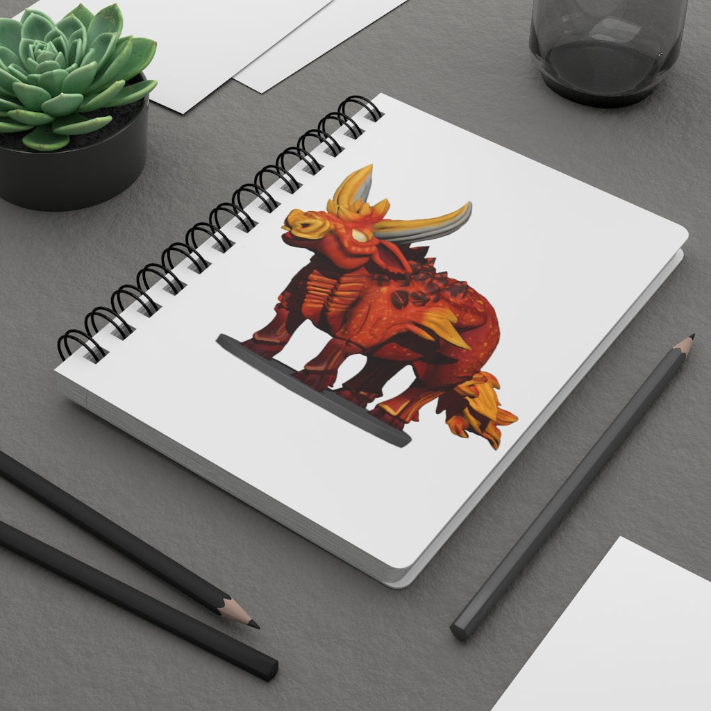 Fire Bull Spiral Bound Journal with glossy cover and lined pages, perfect for writing and personalization.