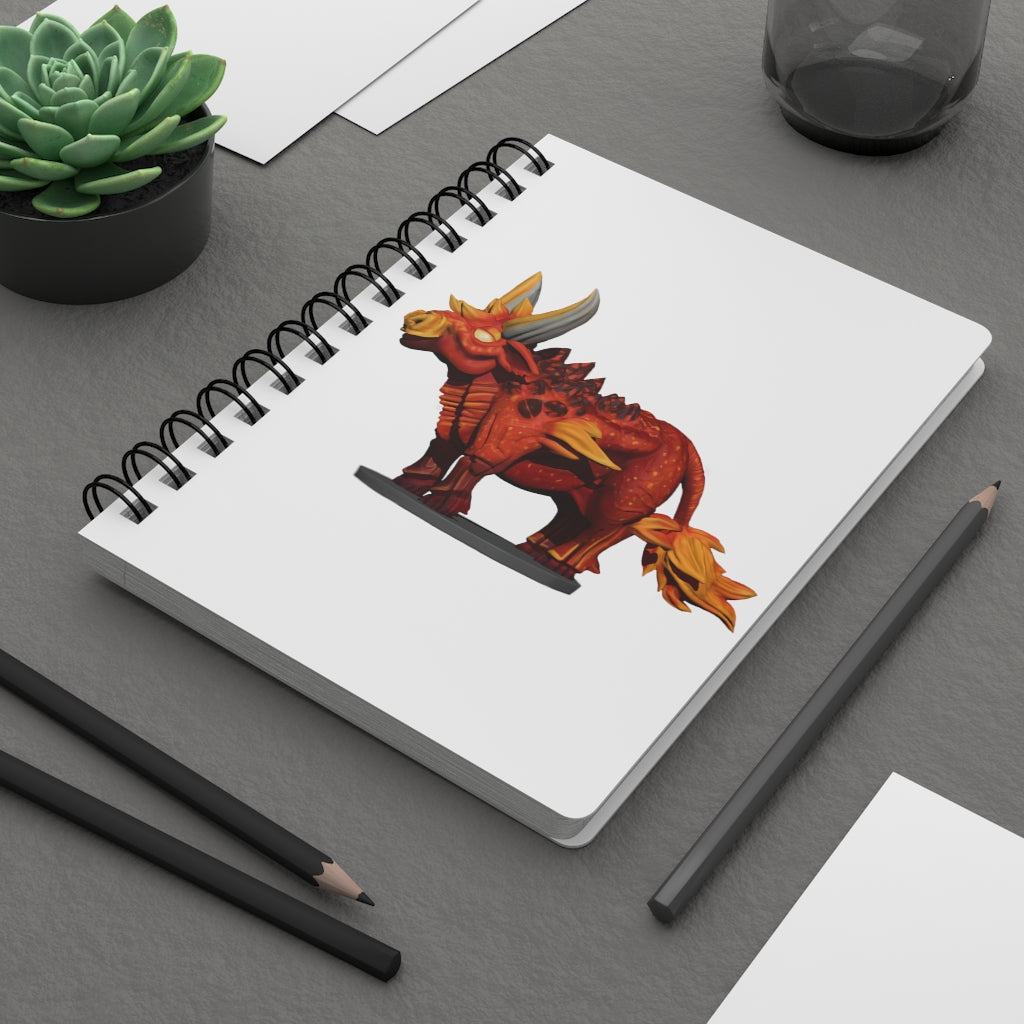 Fire Bull Spiral Bound Journal with glossy laminated cover and lined pages, showcasing its stylish design and durable construction.