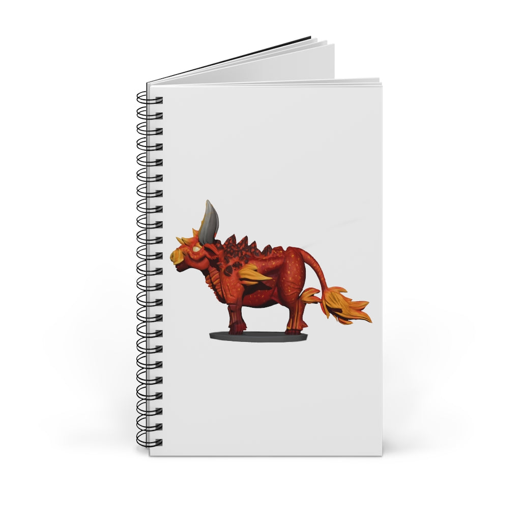 Fire Bull Spiral Journal featuring a stylish front cover print, available in four styles including blank, dot grid, lined, and task.