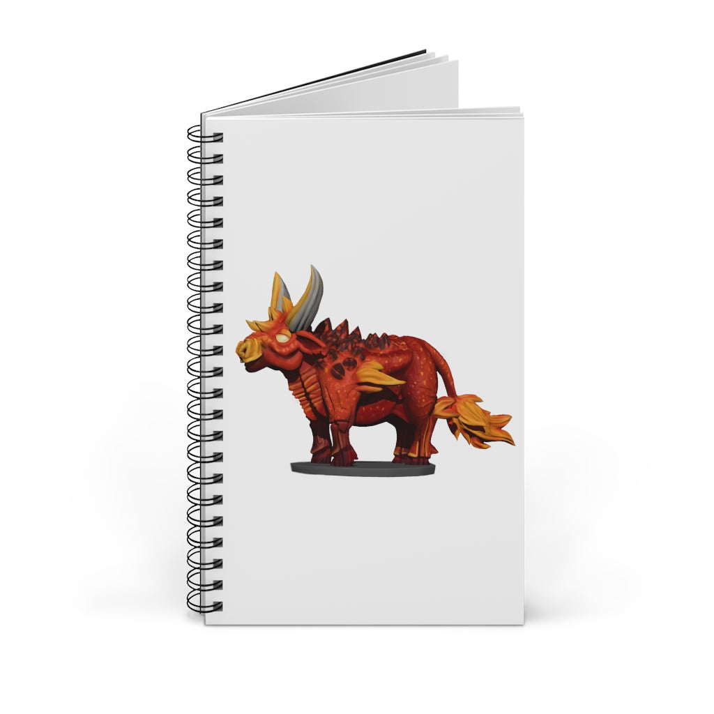 Fire Bull Spiral Journal featuring a stylish front cover, available in four styles including blank, dot grid, lined, and task.