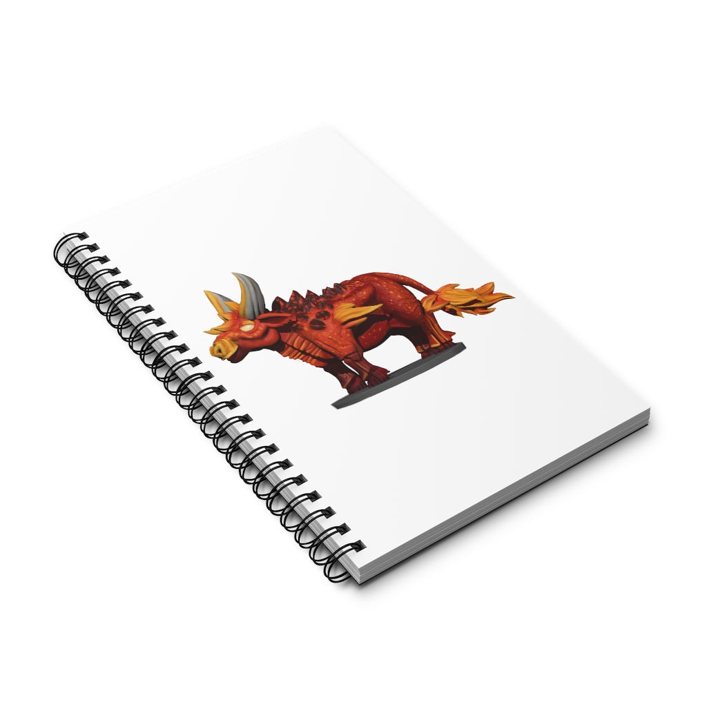 Fire Bull Spiral Journal featuring a stylish front cover, available in four styles including blank, dot grid, lined, and task.