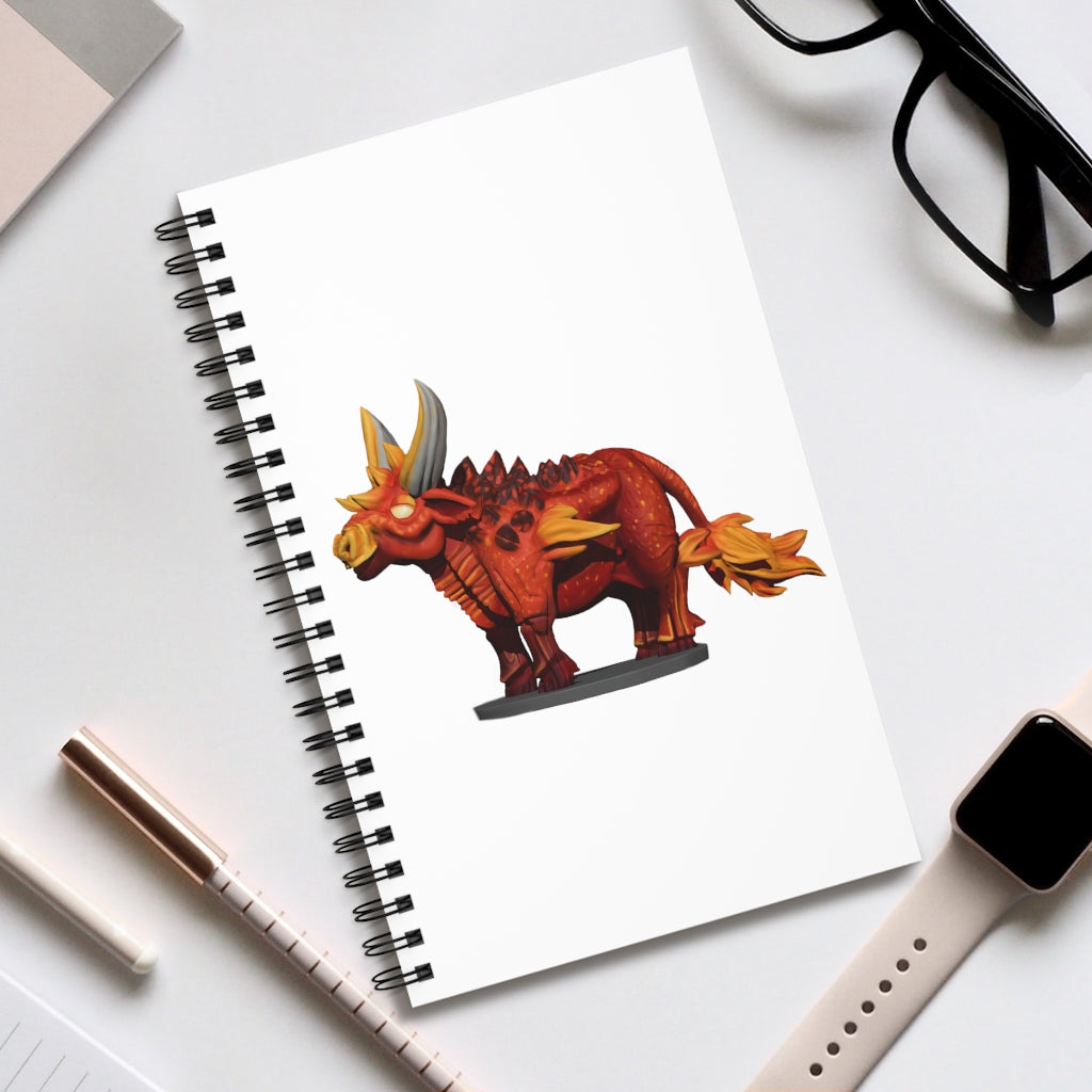 Fire Bull Spiral Journal featuring a stylish front cover, available in four styles including blank, dot grid, lined, and task.