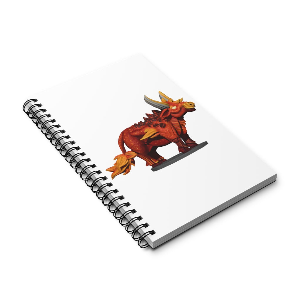 Fire Bull Spiral Journal featuring a colorful front cover, available in four styles: blank, dot grid, lined, and task manager.