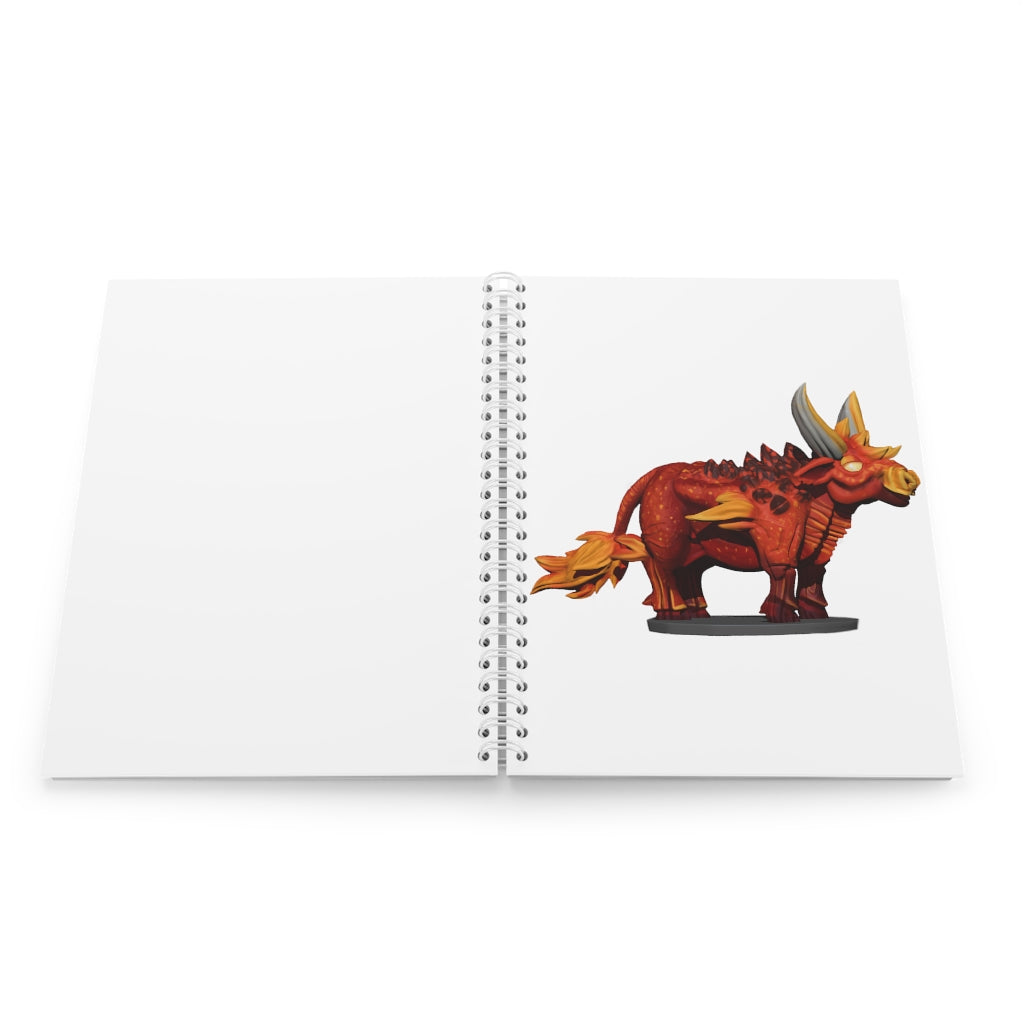 Fire Bull Spiral Notebook with customizable covers and wide-ruled pages, featuring a semi-gloss laminated finish.