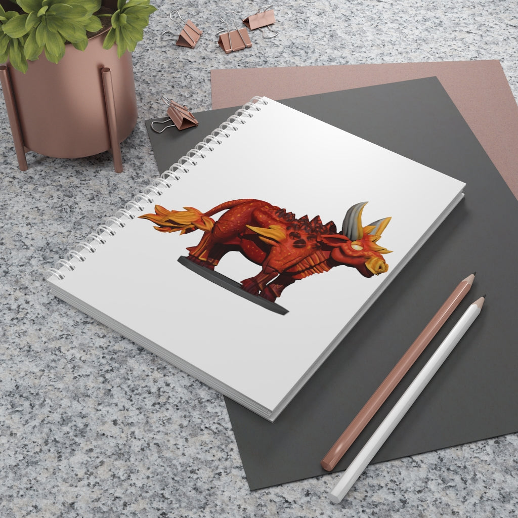 Fire Bull Spiral Notebook with customizable covers and wide-ruled pages, featuring a semi-gloss laminated finish.