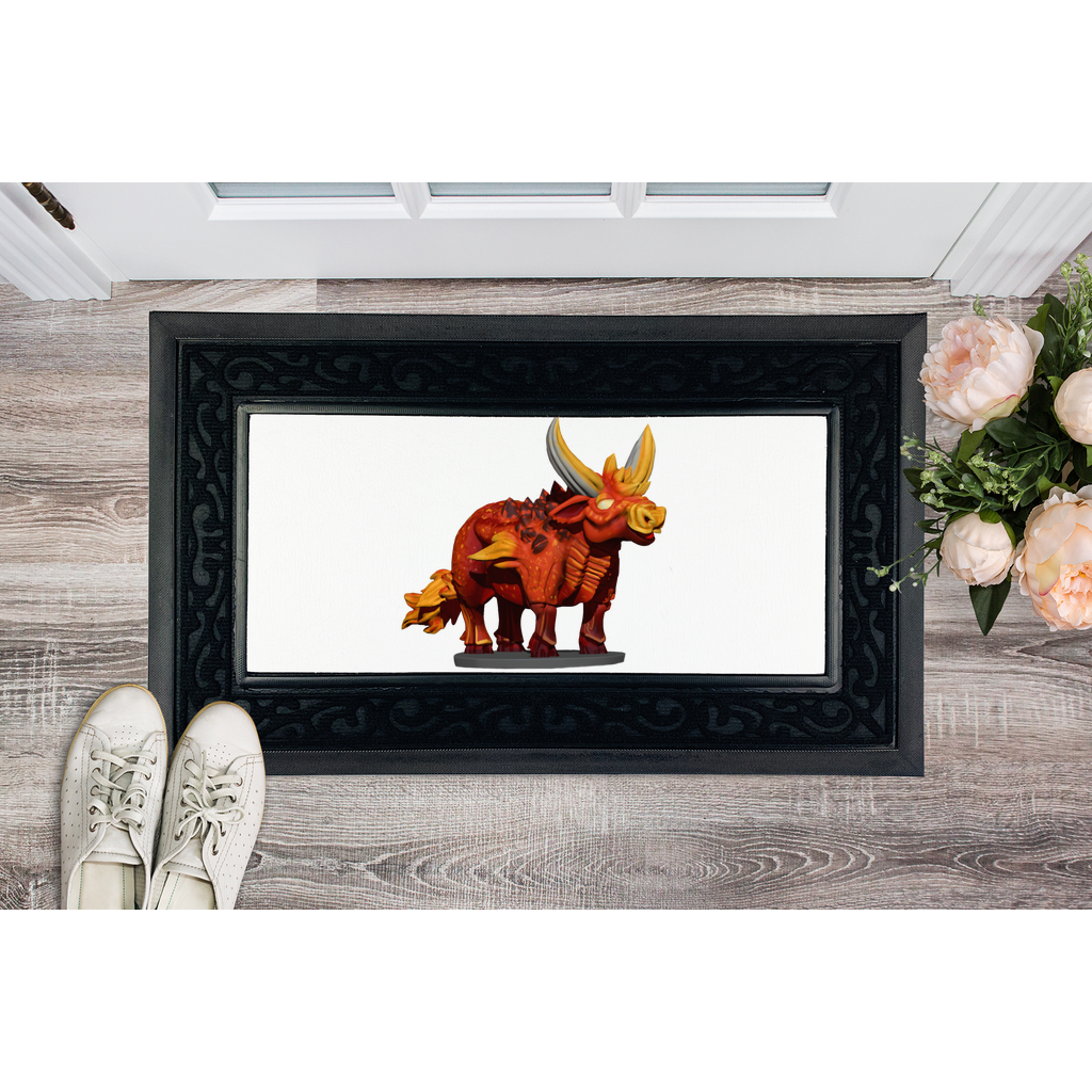 Fire Bull Sublimation Heavy Duty Door Mat with a stylish fabric brush border and customizable center area.