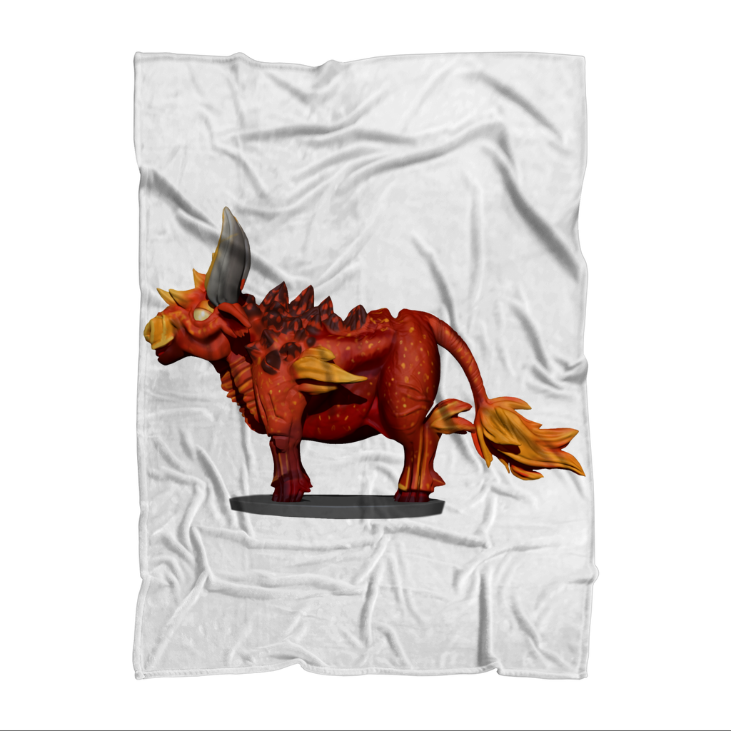 Fire Bull Sublimation Throw Blanket made from 100% polyester polar fleece, featuring vibrant colors and a soft texture, ideal for cozying up.