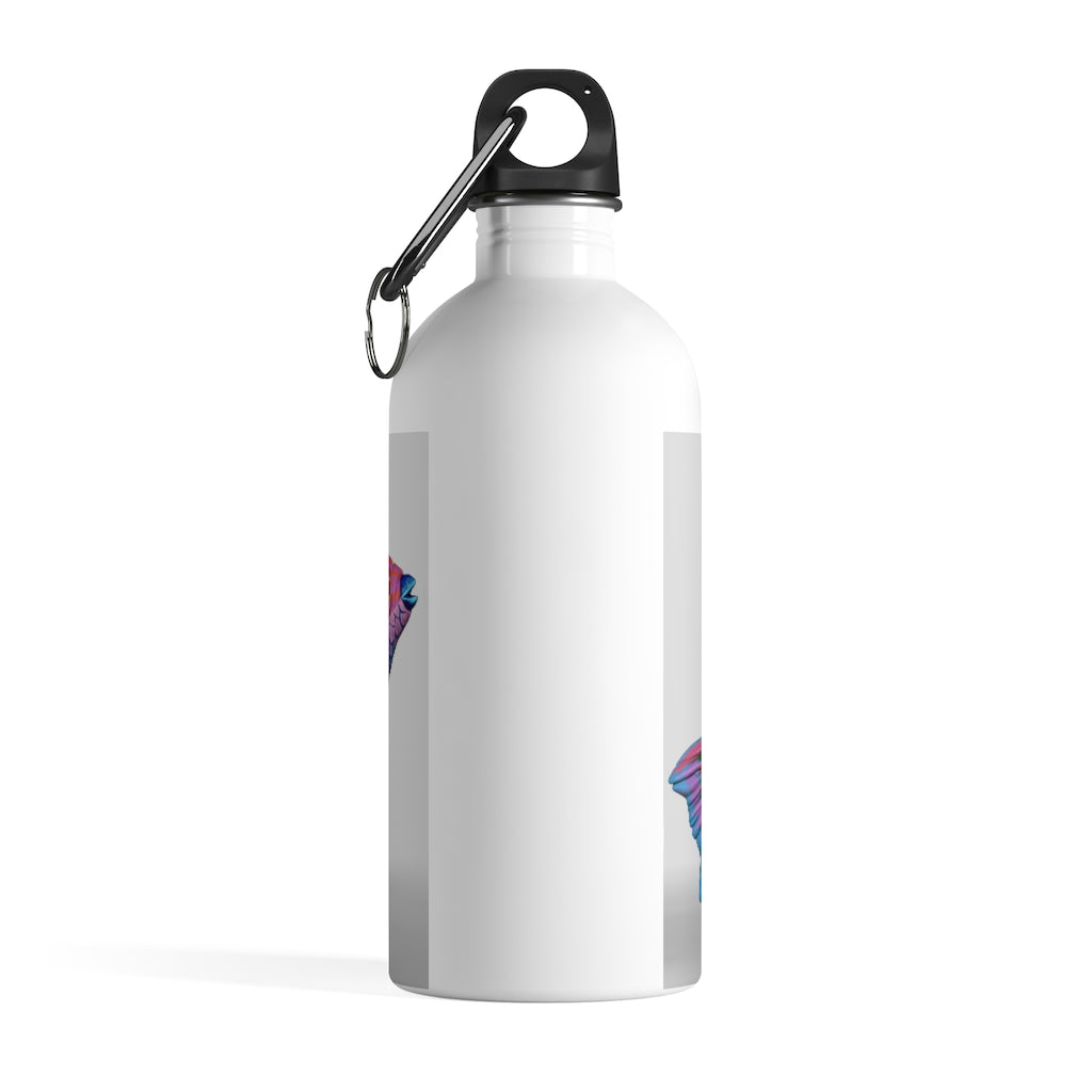 Fish Concept Stainless Steel Water Bottle with a stylish print and plastic screw top, ideal for hydration on the go.