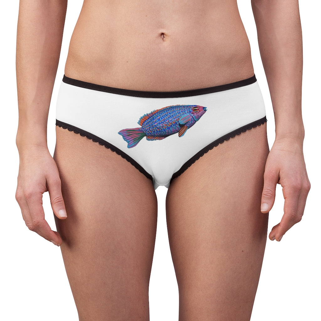 Fish Concept Women's Briefs showcasing a stylish design with a soft elastic waistband and lightweight fabric.