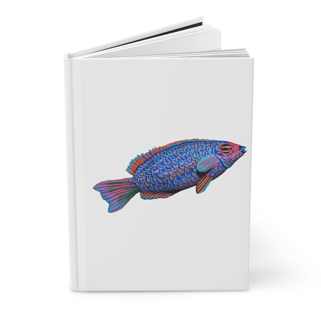 Fish Hardcover Journal Matte with customizable cover and lined pages, showcasing a stylish design.