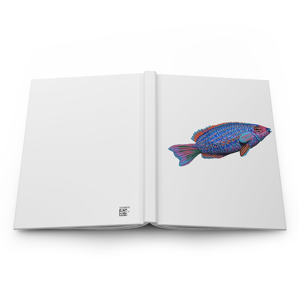 Fish Hardcover Journal Matte with customizable cover and lined pages, showcasing a stylish design.