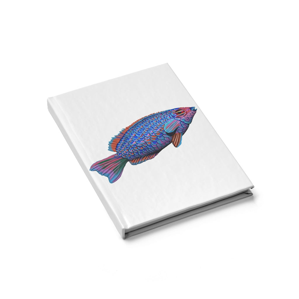 Fish Journal - Blank with hardcover and wraparound print, showcasing 128 blank pages for creativity.