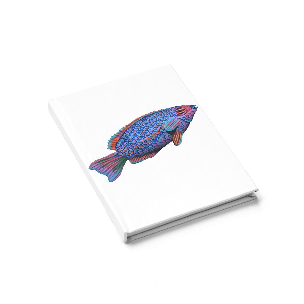 Fish Journal - Ruled Line with a durable hardcover and full wraparound print design, showcasing its elegant appearance.