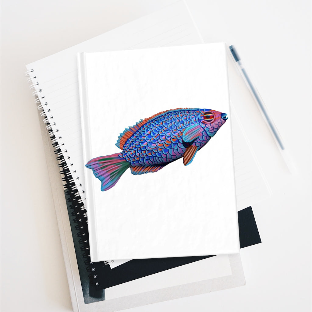 Fish Journal - Ruled Line with a durable hardcover and full wraparound print design, showcasing its elegant appearance.