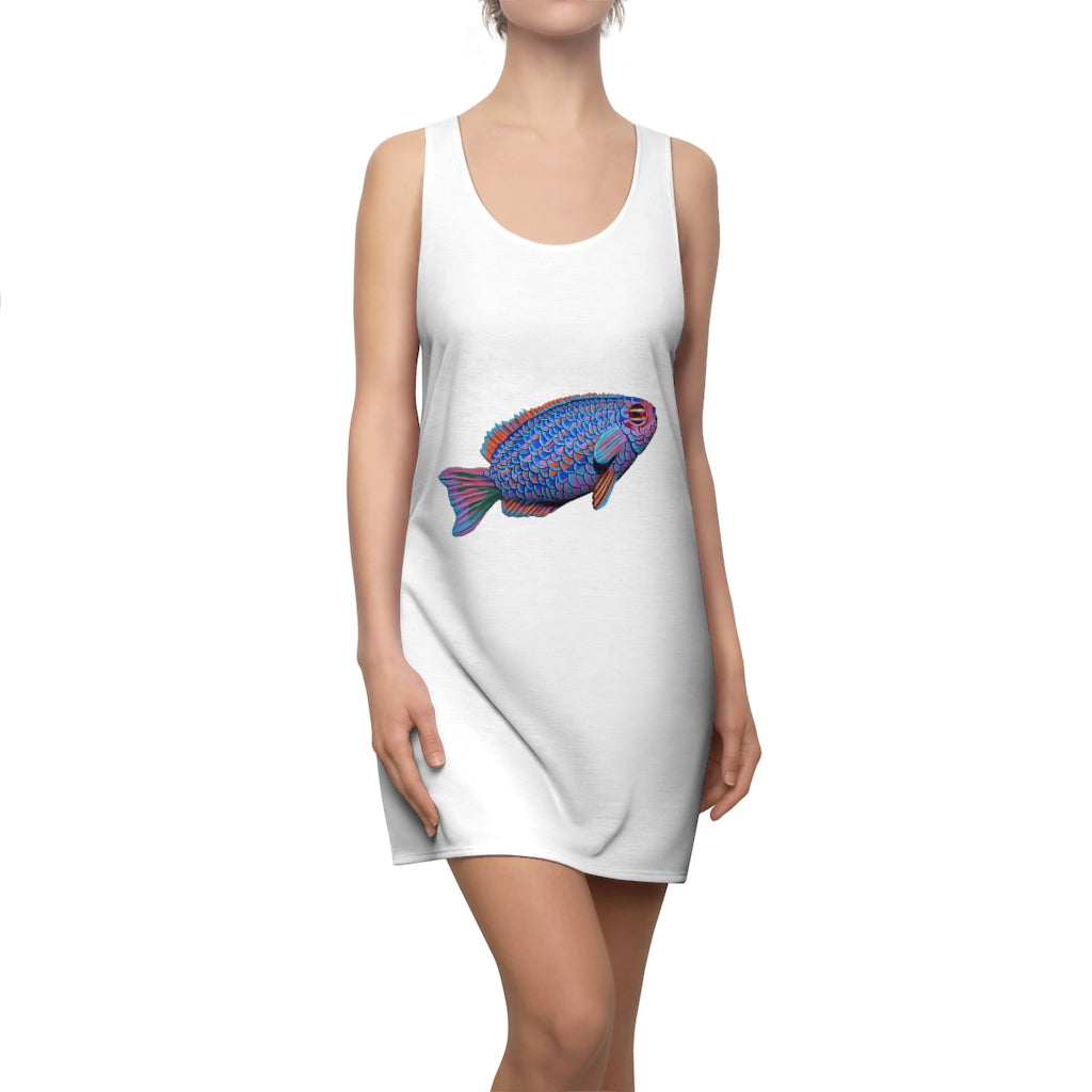 Fish Women's Cut & Sew Racerback Dress featuring a stylish design and comfortable fit, perfect for casual outings and active wear.