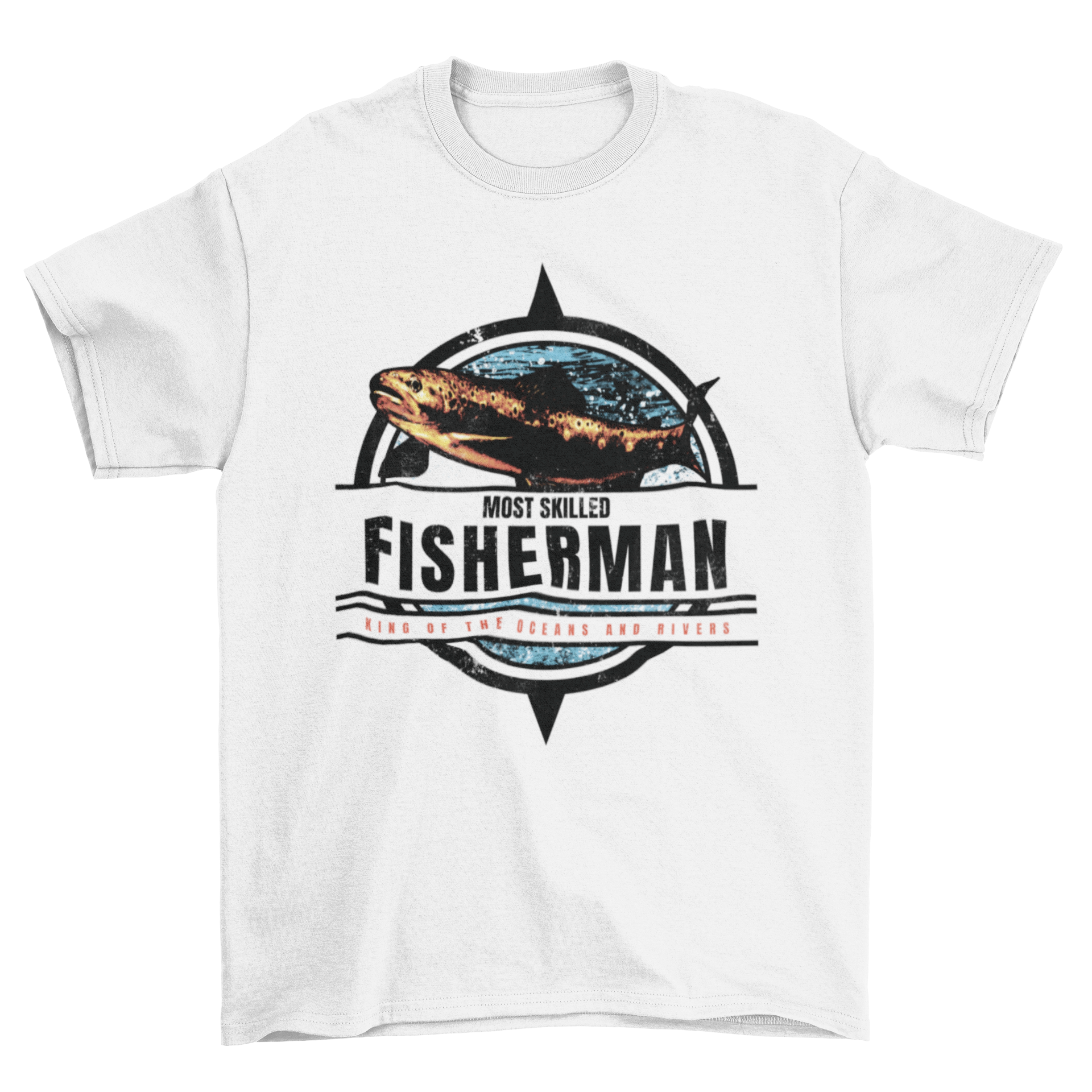 Fisherman T-shirt featuring a vibrant design of a fisherman, perfect for fishing enthusiasts.