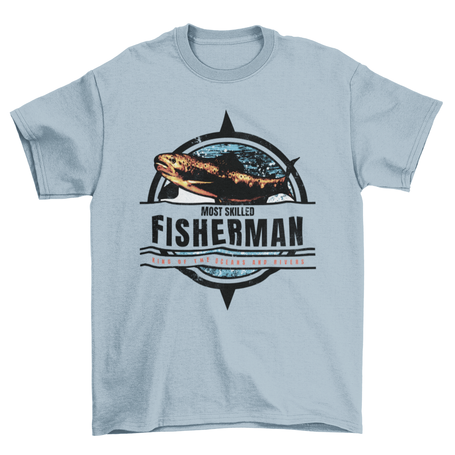 Fisherman T-shirt featuring a vibrant design of a fisherman, perfect for fishing enthusiasts.