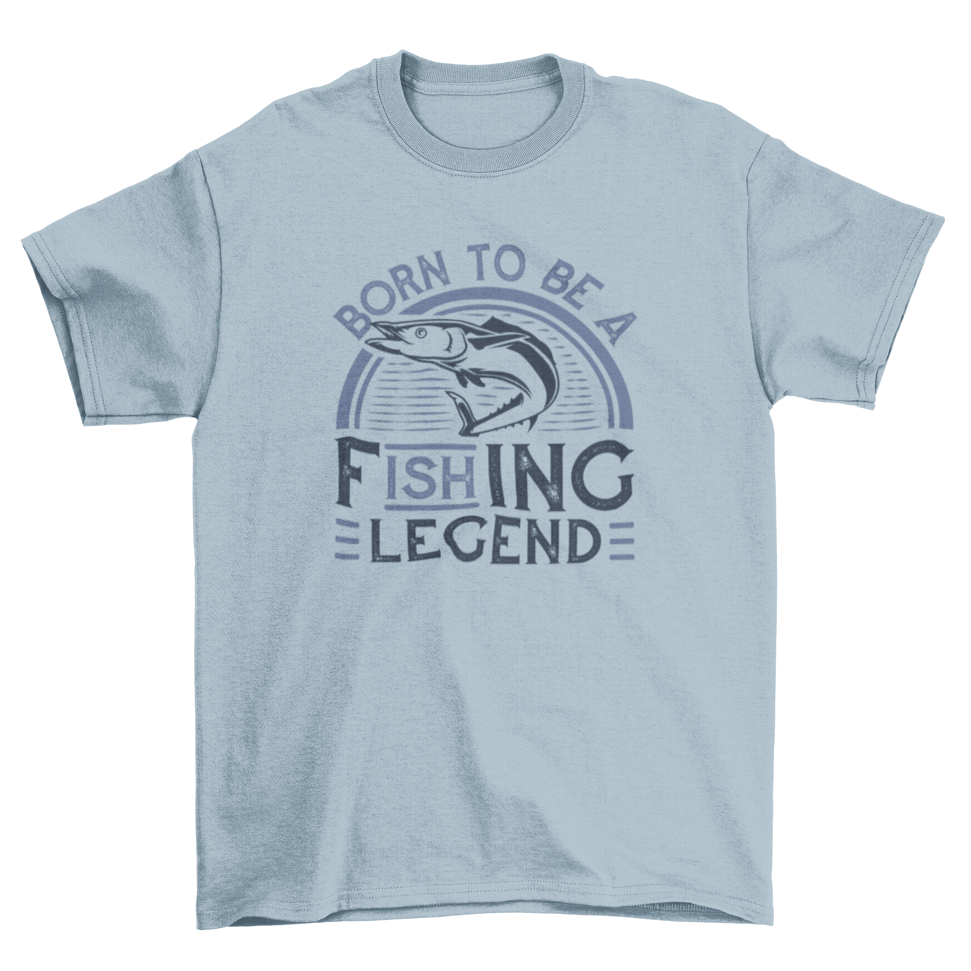 A stylish t-shirt featuring the quote 'Born to be a fishing legend', perfect for fishing enthusiasts.