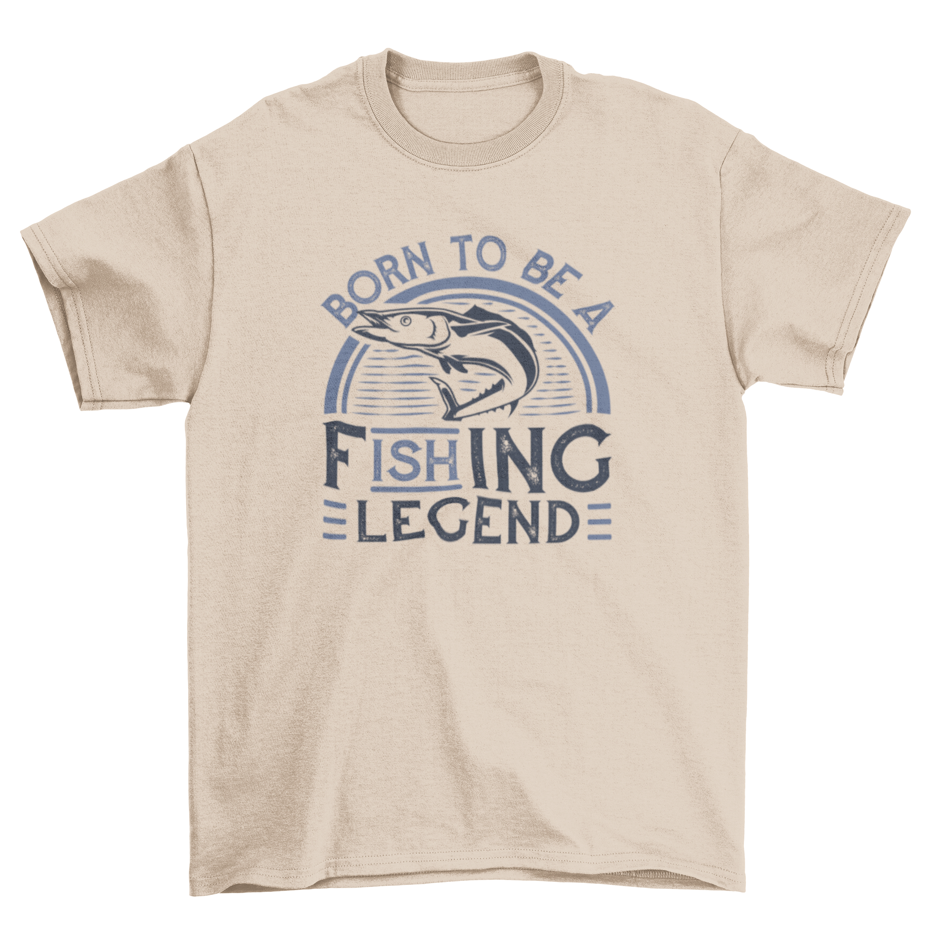 A stylish t-shirt featuring the quote 'Born to be a fishing legend', perfect for fishing enthusiasts.