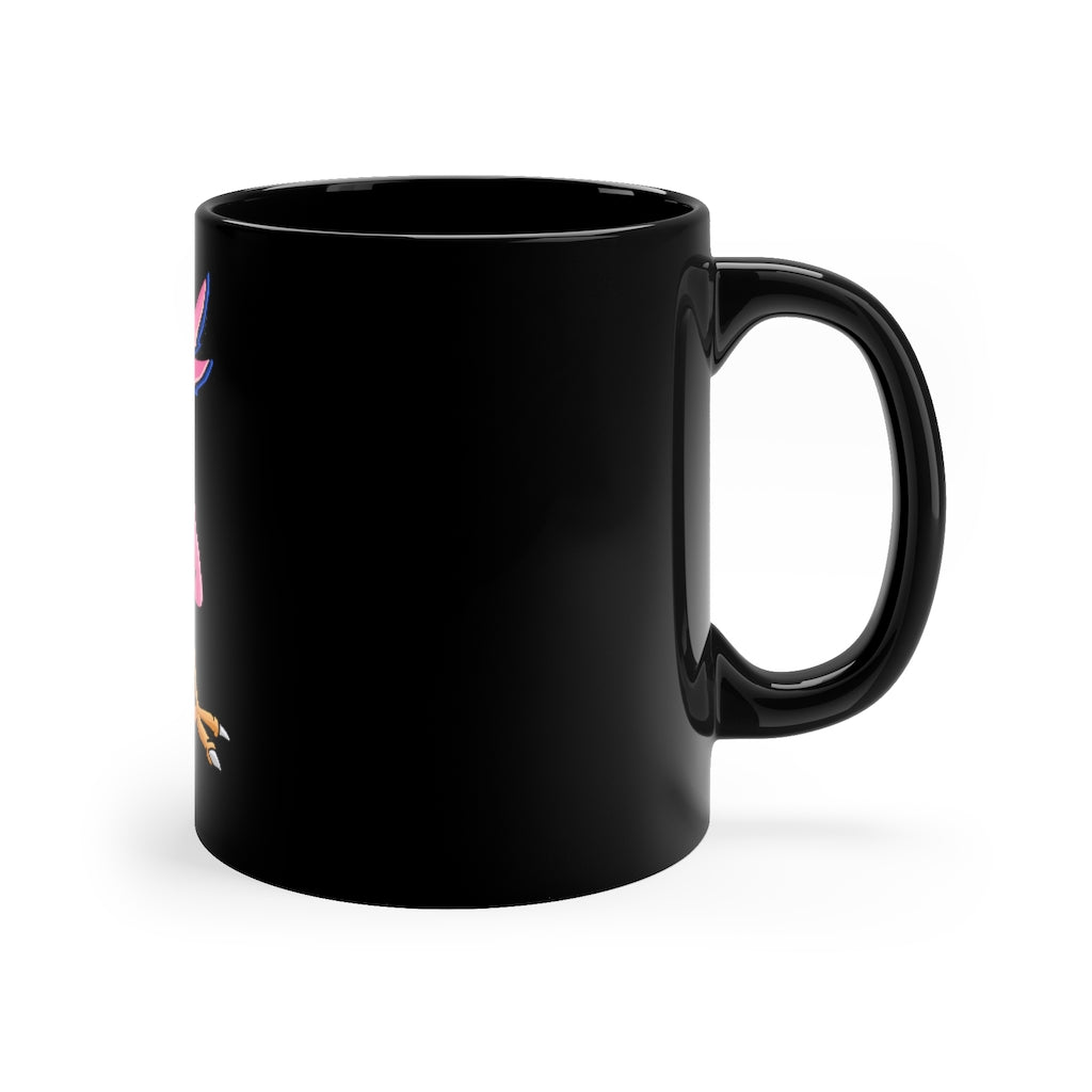 Flarem 11oz Black Mug with C-handle, showcasing a sleek black ceramic design, perfect for coffee, tea, or hot chocolate.