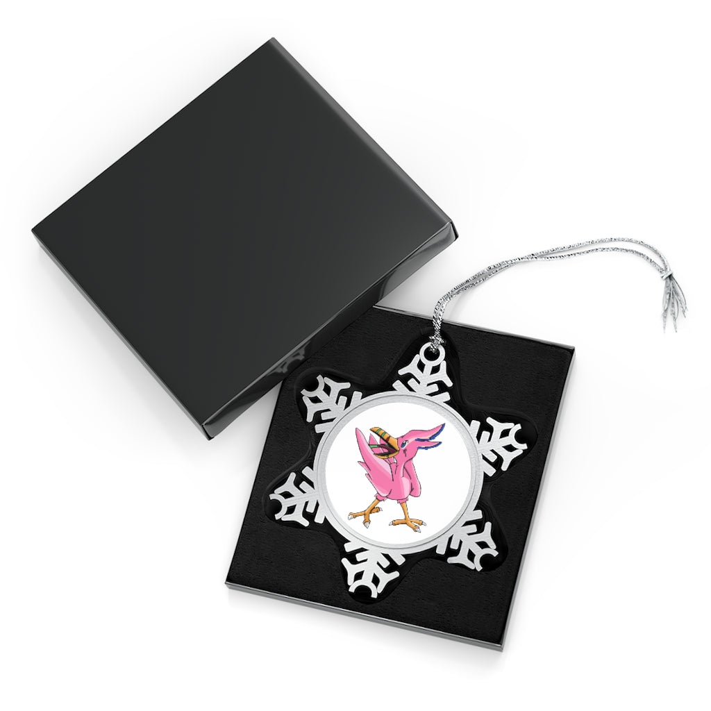 Flarem Pewter Snowflake Ornament with silver-toned hanging string, showcasing intricate snowflake design.