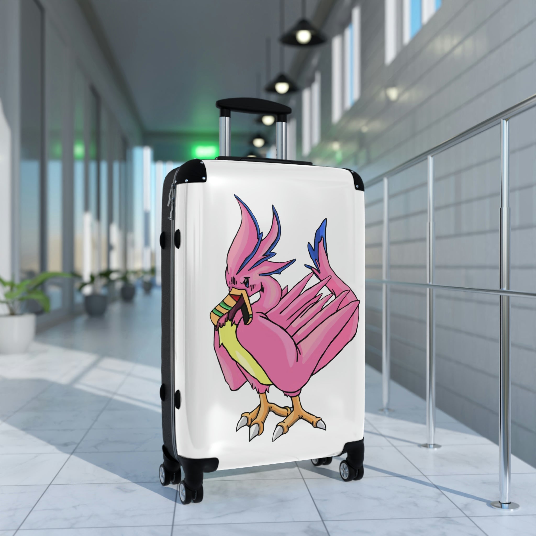 Flaremyu Cabin Suitcase featuring a personalized design, durable polycarbonate shell, and adjustable handle, ideal for stylish travel.