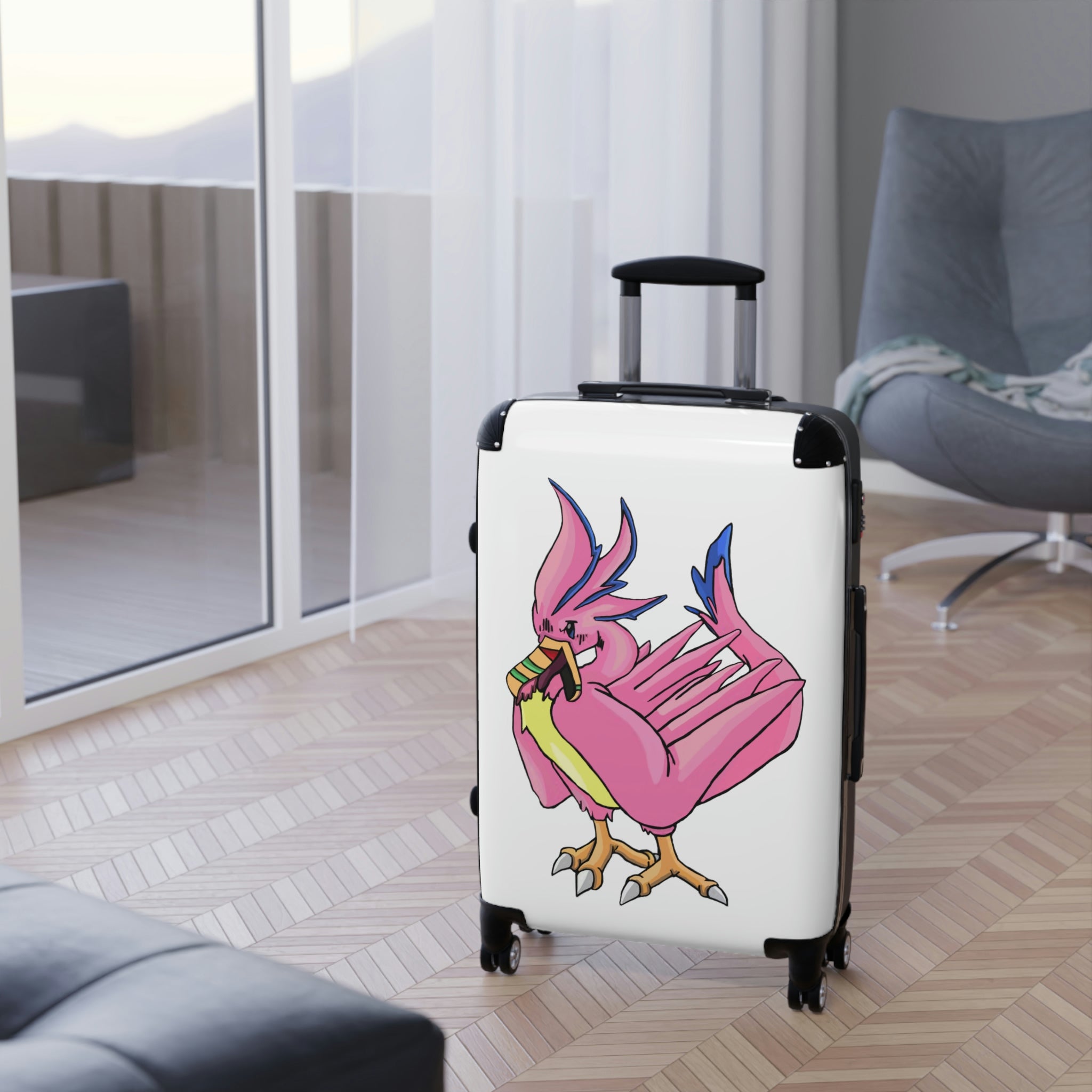 Flaremyu Cabin Suitcase featuring a personalized design, durable polycarbonate shell, and adjustable handle, ideal for stylish travel.