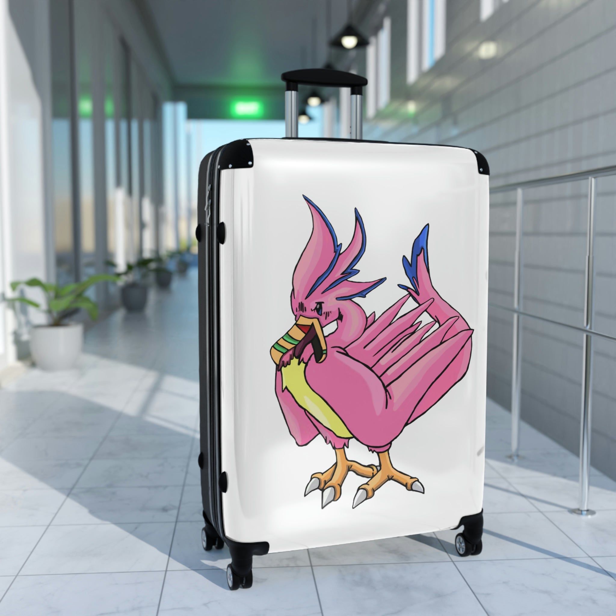 Flaremyu Cabin Suitcase featuring a personalized design, durable polycarbonate shell, and adjustable handle, ideal for stylish travel.