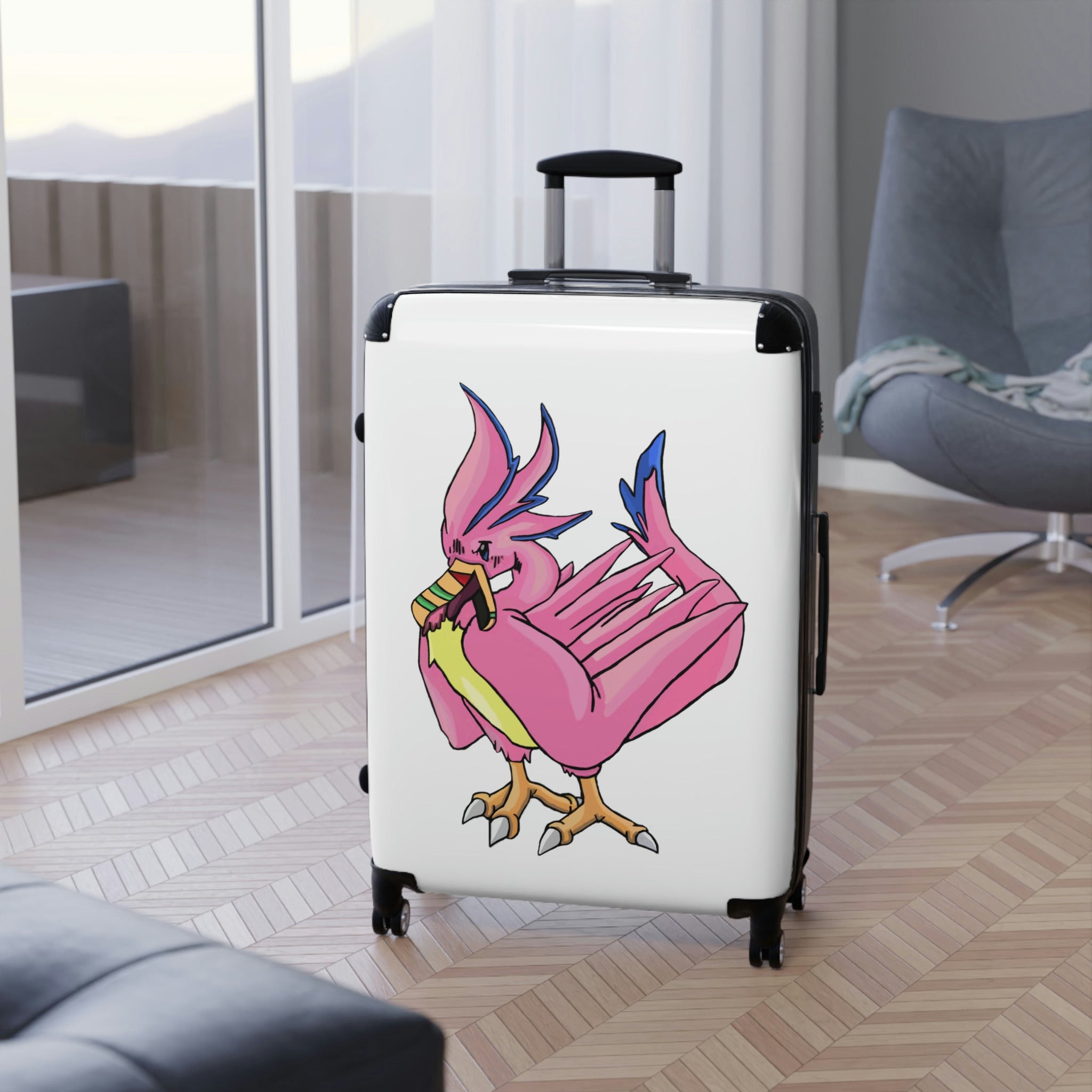 Flaremyu Cabin Suitcase featuring a personalized design, durable polycarbonate shell, and adjustable handle, ideal for stylish travel.