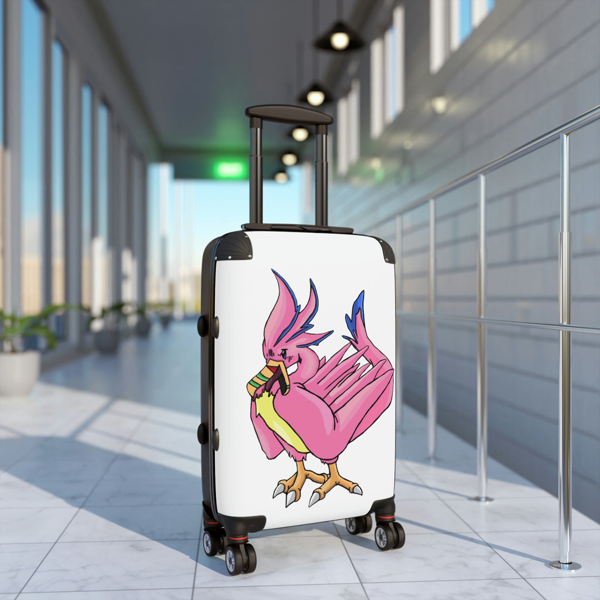 Flaremyu Cabin Suitcase featuring a personalized design, durable polycarbonate shell, and adjustable handle, ideal for stylish travel.