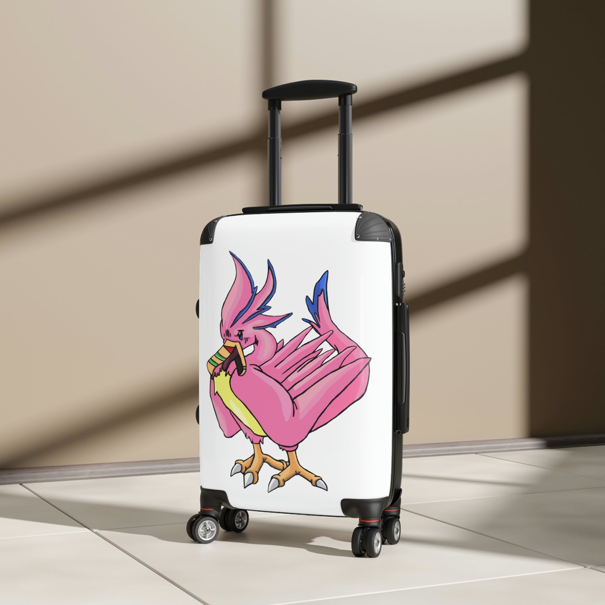 Flaremyu Cabin Suitcase featuring a personalized design, durable polycarbonate shell, and adjustable handle, ideal for stylish travel.