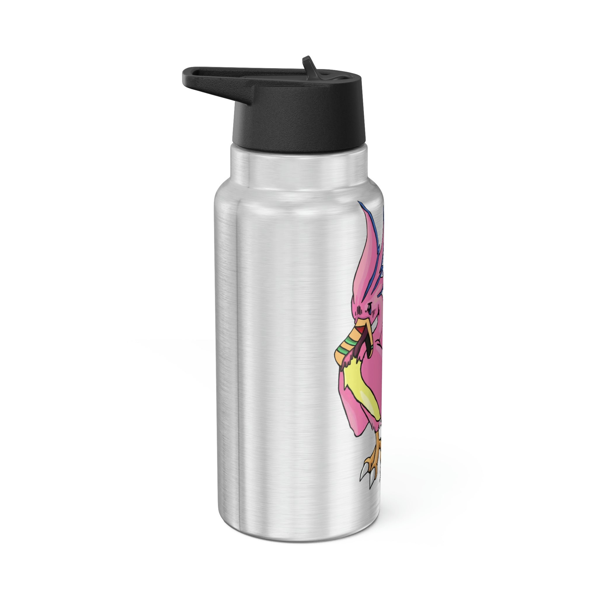 Flaremyu Gator Tumbler in stainless steel with a black cap and straw, showcasing a customizable design.